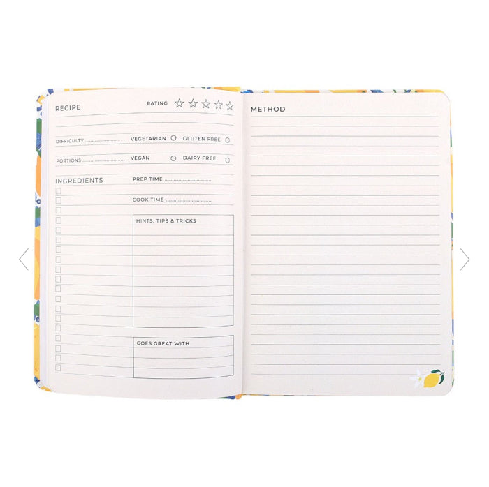 Italian Lemon Design Recipe Journal - A5