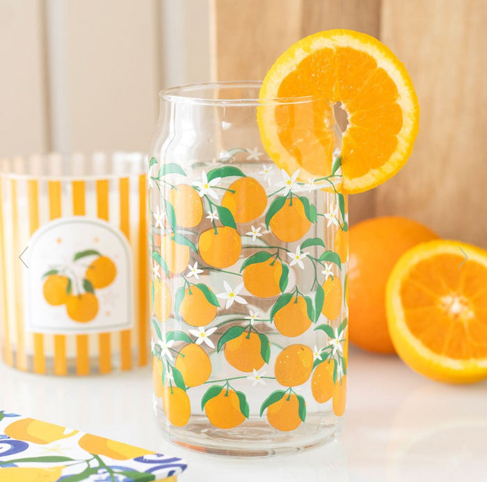 Italian Orange Print Can Glass | Italian Homeware