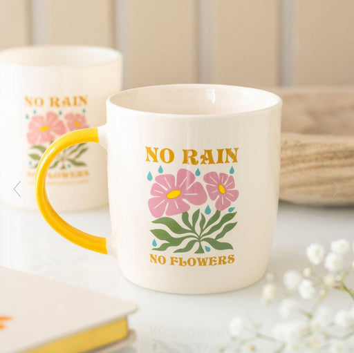 No Rain, No Flowers Mug - Motivation Wellbeing 