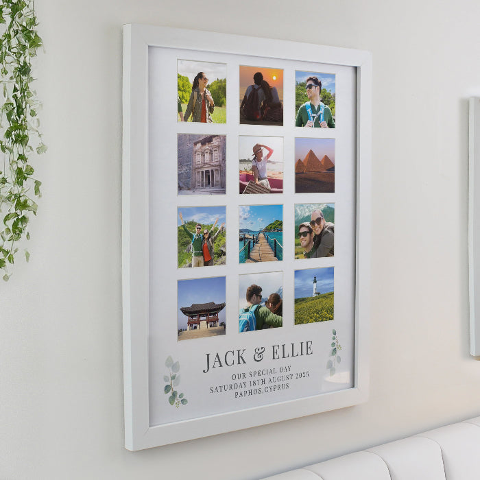 Personalised Wedding Botanical White Multi Photo Frame