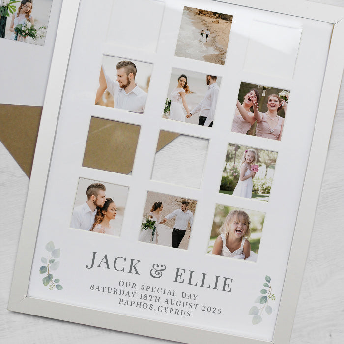 Personalised Wedding Botanical White Multi Photo Frame