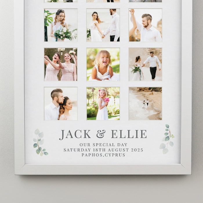 Personalised Wedding Botanical White Multi Photo Frame