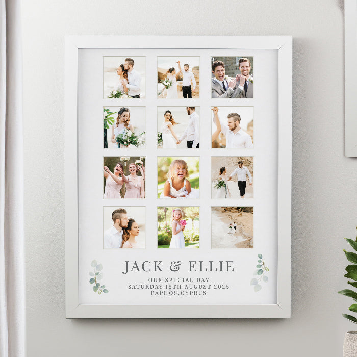 Personalised Wedding Botanical White Multi Photo Frame