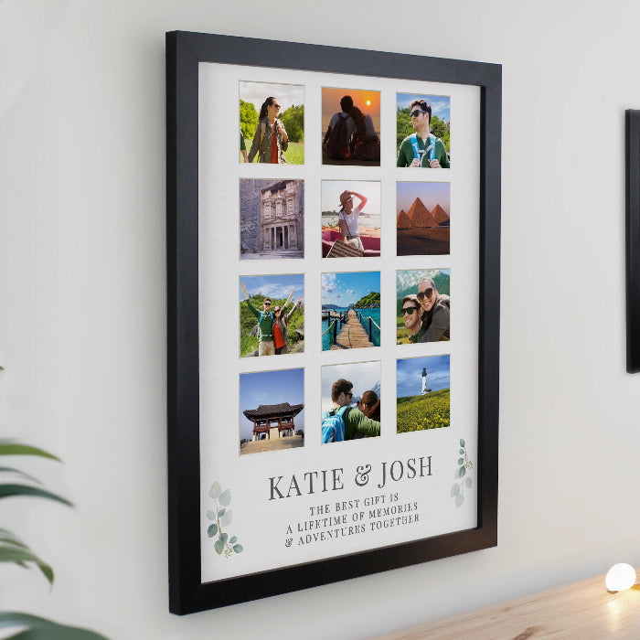 Personalised Wedding Botanical Black Multi Photo Frame