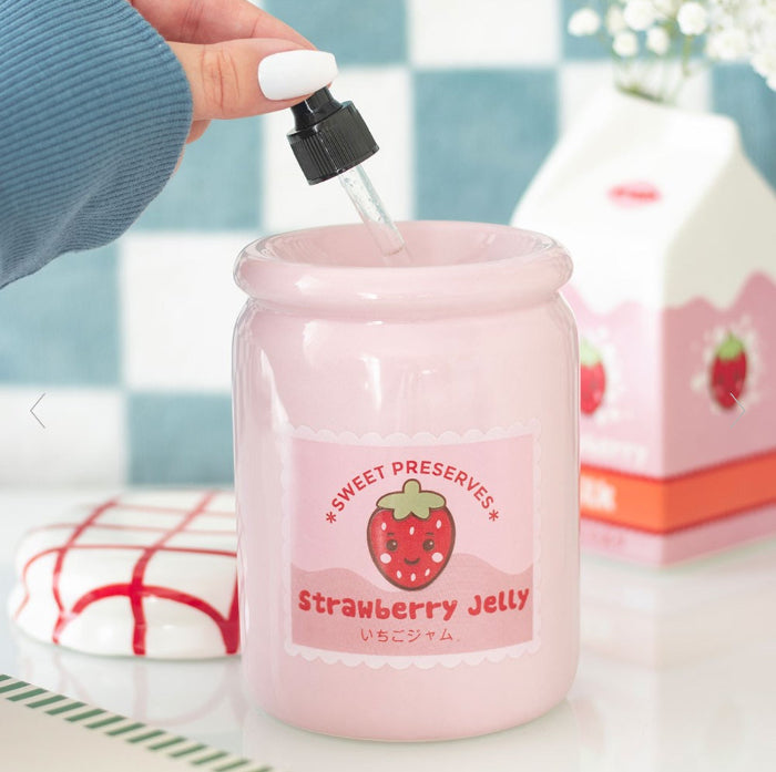 Kawaii Strawberry Jelly Jar Oil Burner & Wax Melt Warmer | Home Decor