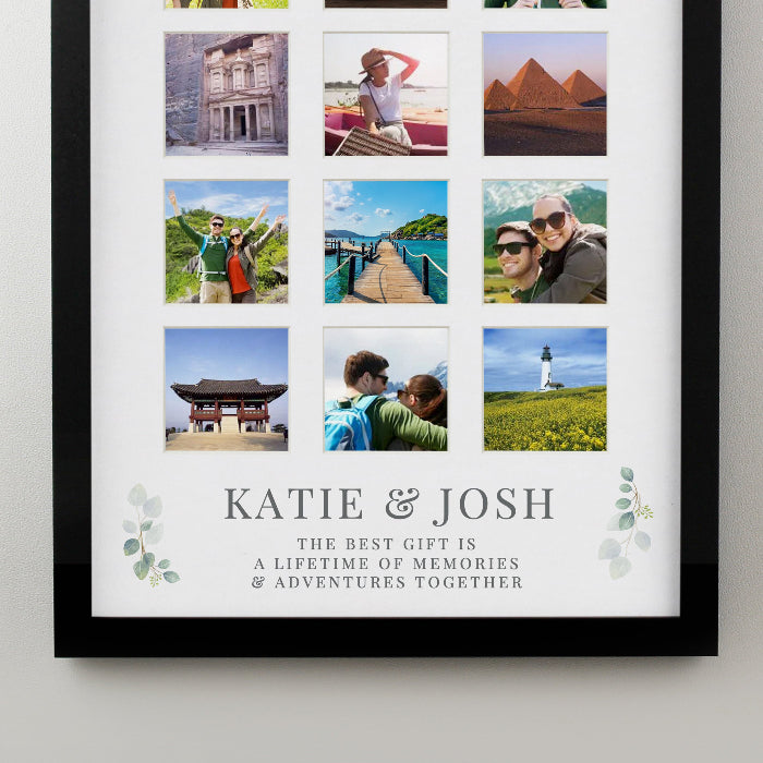 Personalised Wedding Botanical Black Multi Photo Frame
