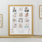 Personalised New Baby Woodland Animal Oak Multi Photo Frame