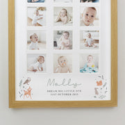 Personalised New Baby Woodland Animal Oak Multi Photo Frame