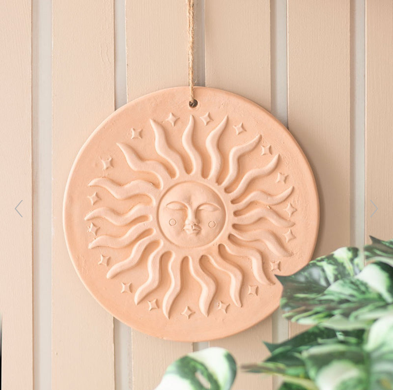 Terracotta Boho Sun Wall Hanging Plaque