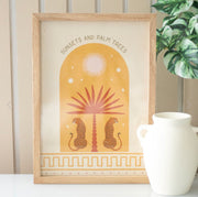 Boho Sun Leopard Palm Framed Wall Art Print