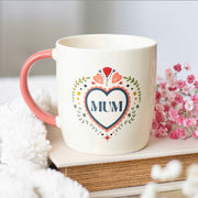 Midnight Bloom Mum Folk Heart Mug - Gift For Mum