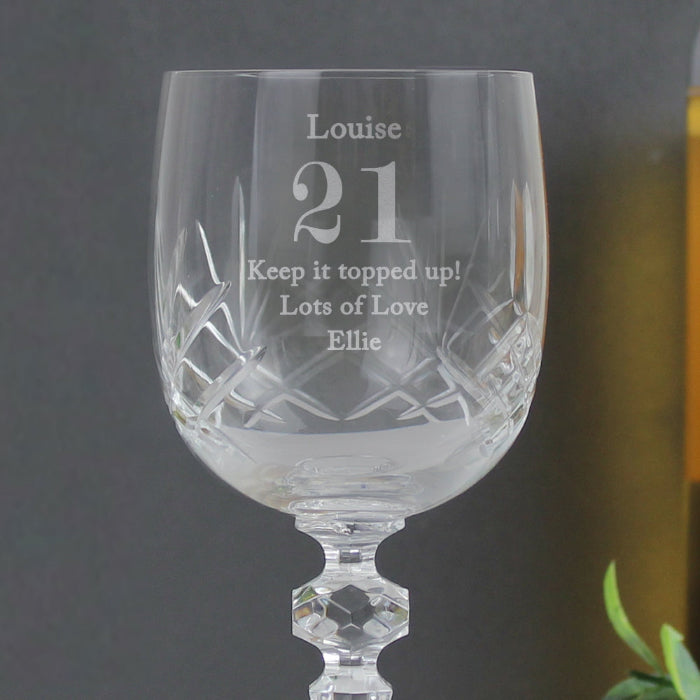 Engraved Cut Crystal Wine Glass Birthday Gift