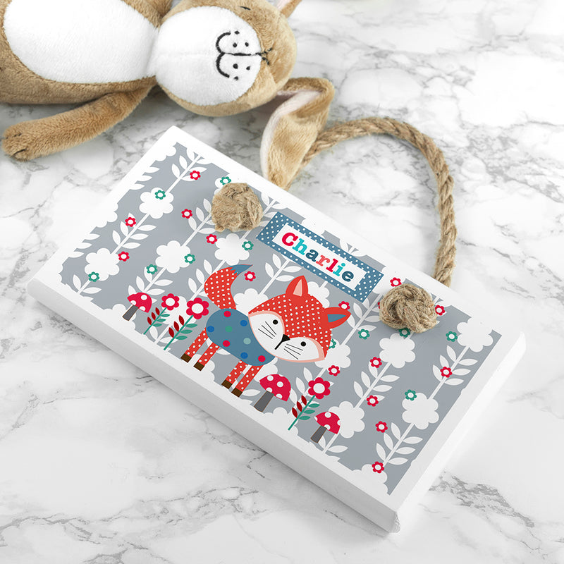 Personalised Kid’s Little Fox White Door Sign