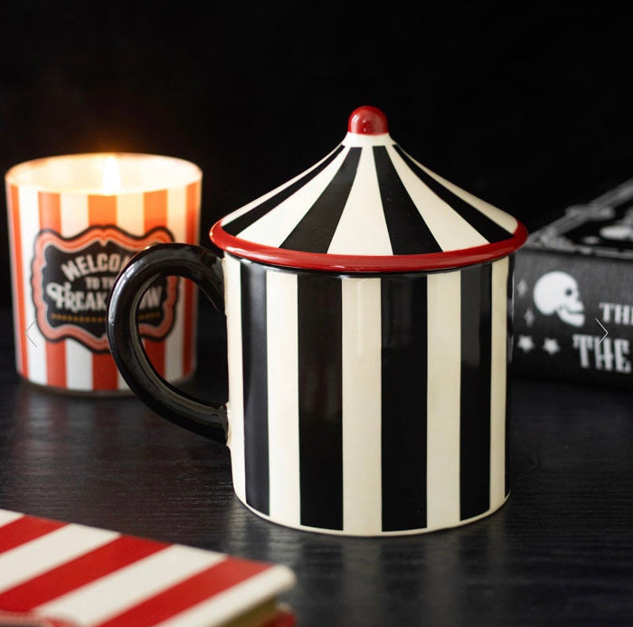 Black Striped Circus Tent Shaped Mug