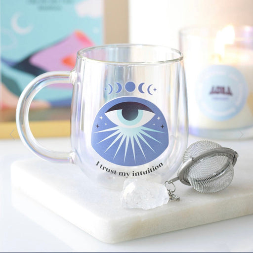 Intuition Double Walled Glass Mug with Aura Crystal Tea Infuser