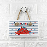 Personalised Kid’s Dinosaur White Door Sign