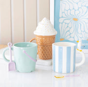 Seaside Striped Mug with Seagull