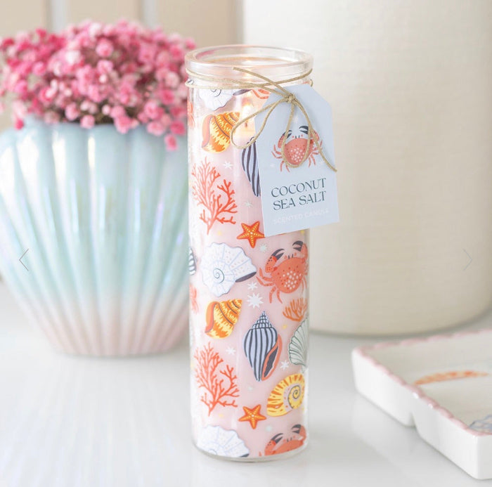 Coastal Pastel Shell Print Coconut & Sea Salt Tube Candle