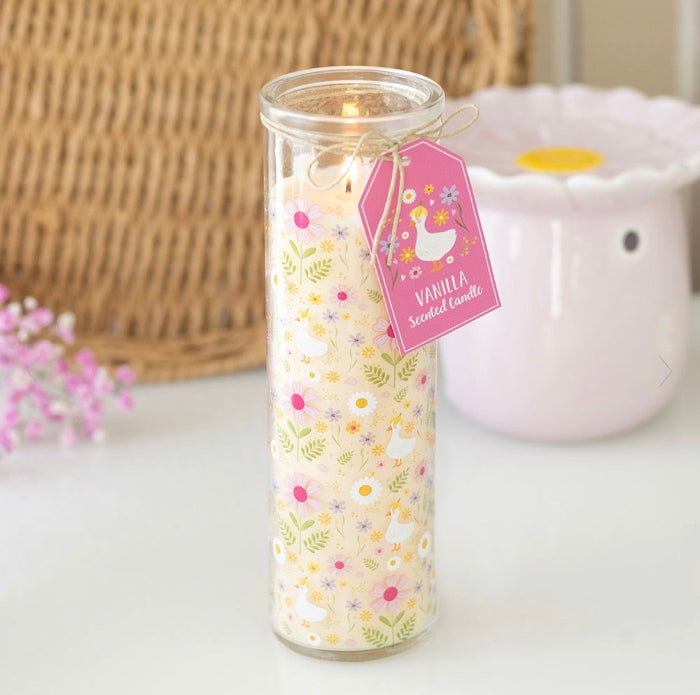 Spring Daisy & Duck Print Vanilla Tube Candle