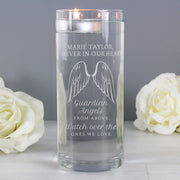Personalised Guardian Angel Wings Memorial Floating Candle Holder