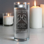 Personalised Guardian Angel Wings Memorial Floating Candle Holder