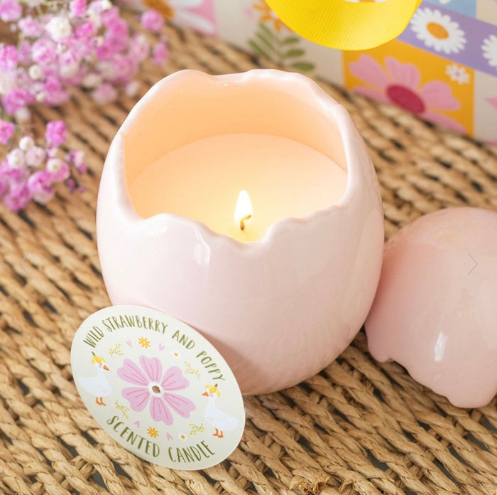 Spring Wild Strawberry & Poppy Egg Shaped Candle