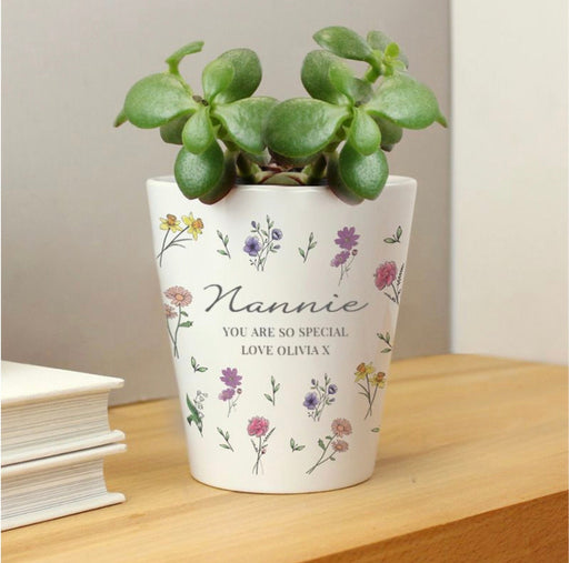 Personalised Nannie Plant Pot - Wild Flowers