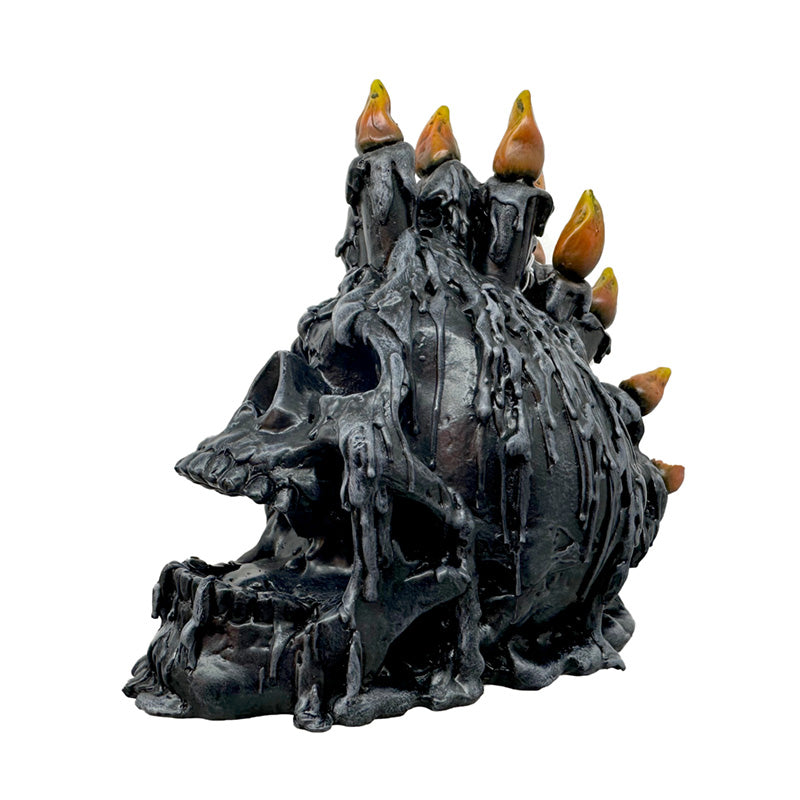 Black Screaming Skull with Candles & Melted Wax Ornament