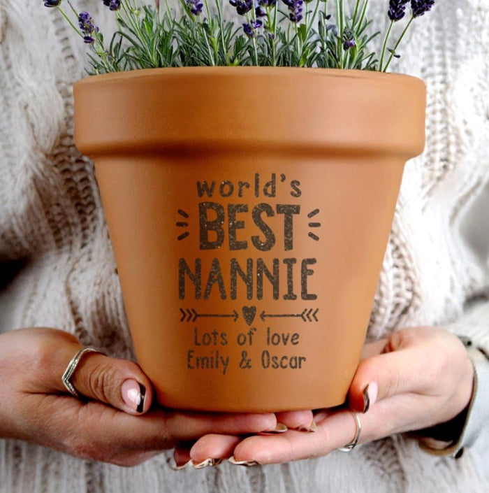 Personalised Worlds Best Nannie Terracotta Plant Pot