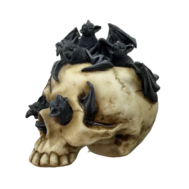 Skull with Bats Crawling Inside Ornament