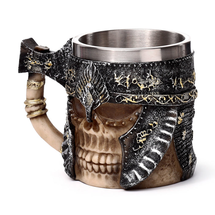 Decorative Axe Handle Armoured Skull Tankard