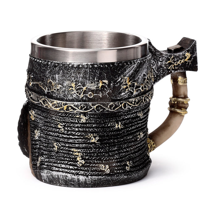 Decorative Axe Handle Armoured Skull Tankard