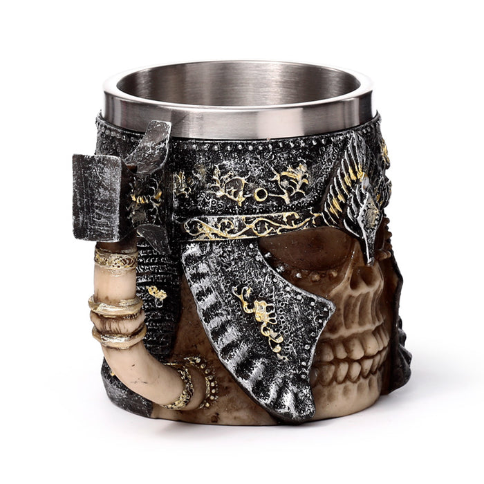 Decorative Axe Handle Armoured Skull Tankard