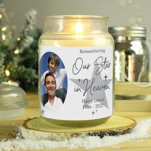 Personalised Our Star In Heaven Memorial Large Candle Jar