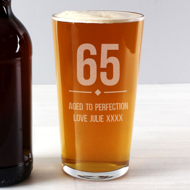 Personalised 65th Birthday Pint Glass With Gift Box