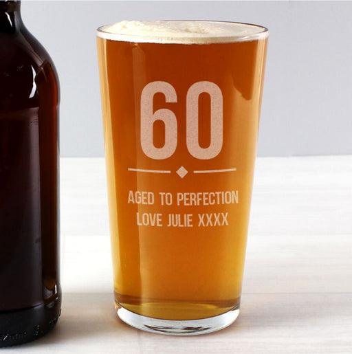 Personalised 60th Birthday Pint Glass With Gift Box