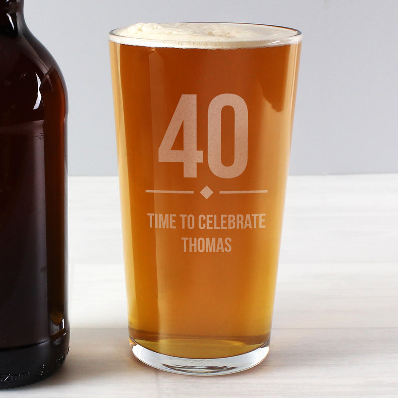 Personalised 40th Birthday Pint Glass With Gift Box