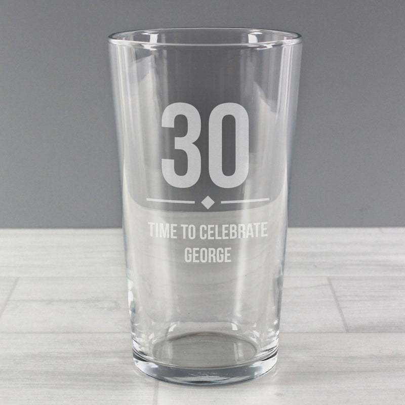 Personalised 30th Birthday Pint Glass With Gift Box