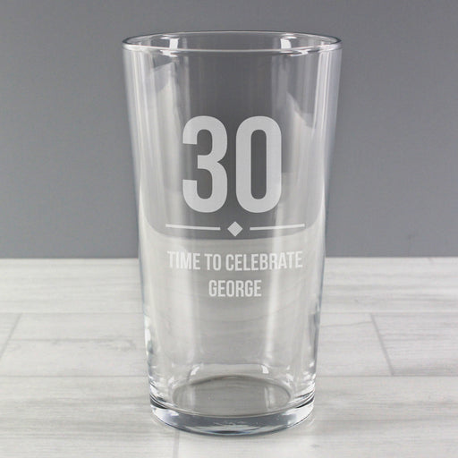 Personalised 30th Birthday Pint Glass With Gift Box