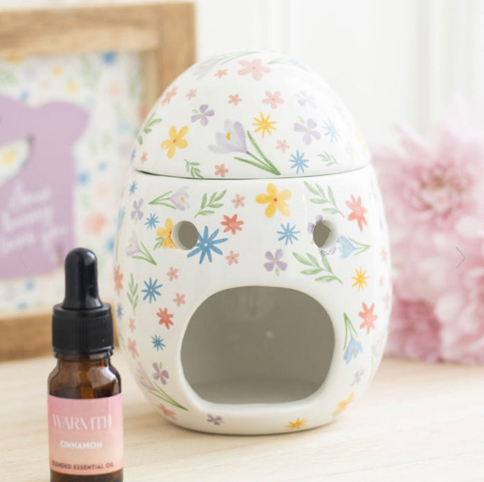 Spring Floral Print Egg Shaped Oil Burner & Wax Melt Warmer