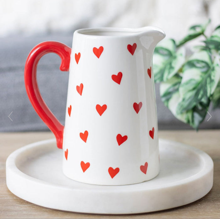 Heart Print Ceramic Flower Jug Vase