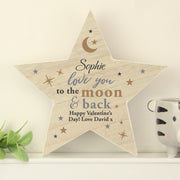 Personalised I Love You To The Moon & Back Wooden Star Ornament