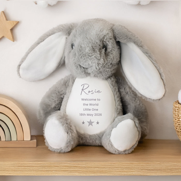 Personalised Bunny Teddy for New Baby - Any Message