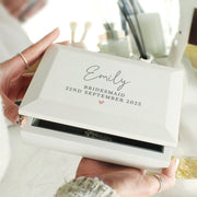 Personalised Heart White Wooden Jewellery Box