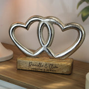 Personalised Wedding Double Heart Standing Ornament