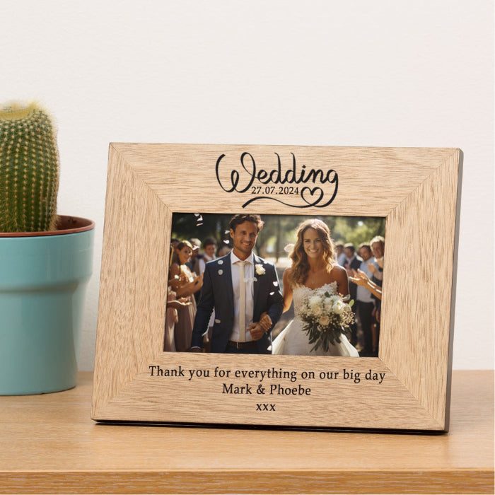 Personalised Wedding Day Oak Photo Frame