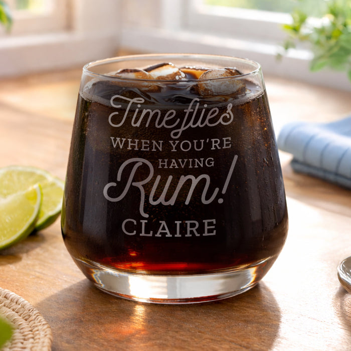 Time Flies When You're Having Rum Tumbler Glass - Personalised
