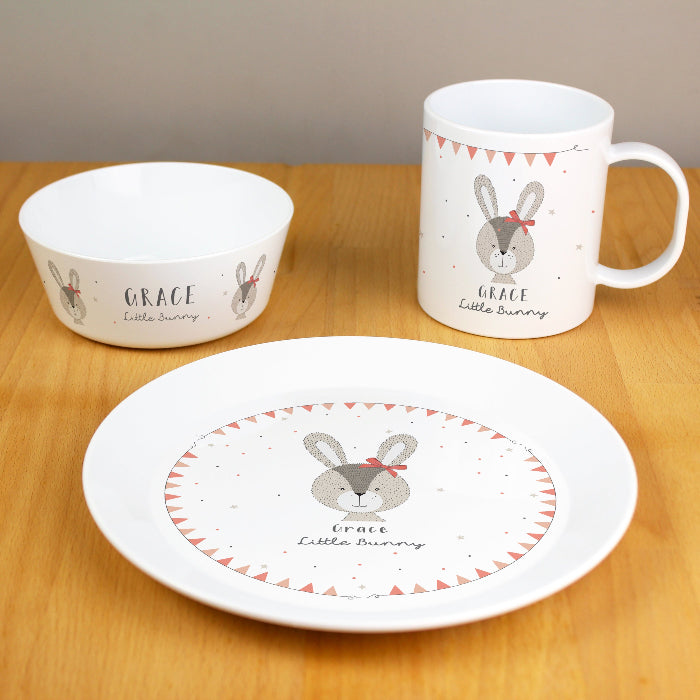Personalised Children’s Bunny Pink Breakfast Set