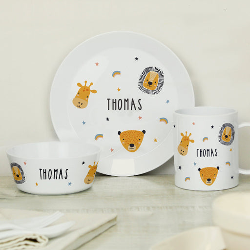 Personalised Children’s Safari Animals Breakfast Set