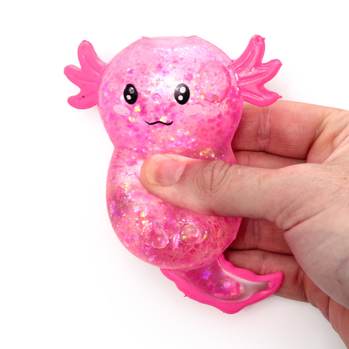 Squeezable Glitter Axolotl Fidget Toy